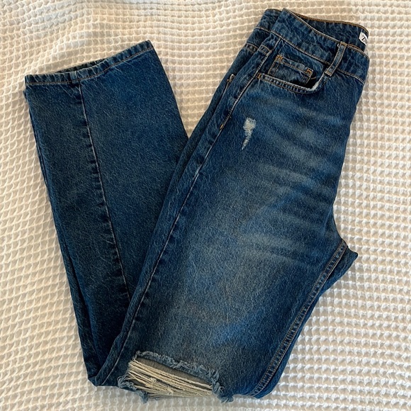 Zara Jeans Zara 9s Wide Leg High Rise Full Length Jeans Dark Wash